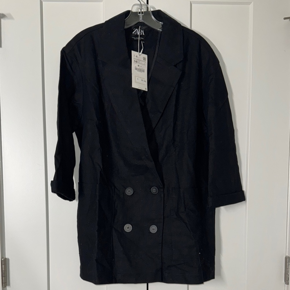 Zara Black Double-Breasted Blazer